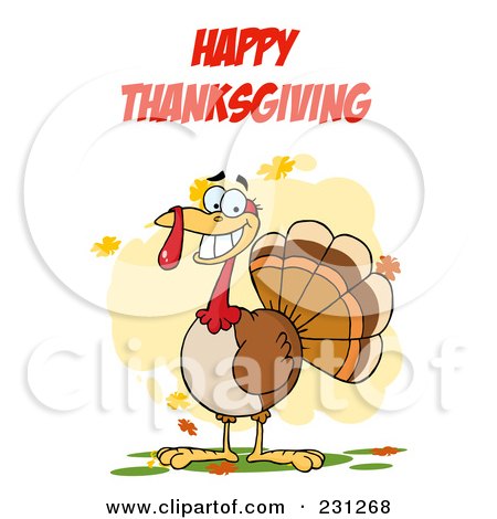 Royalty-Free (RF) Clipart Illustration of Happy Thanksgiving Over A Turkey Bird by Hit Toon