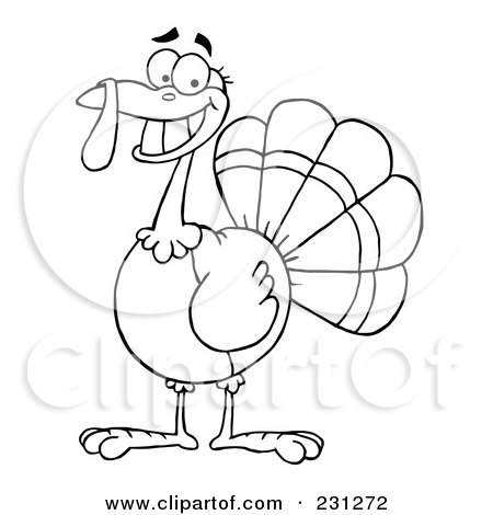 Royalty-Free (RF) Clipart Illustration of a Happy Thanksgiving Turkey Bird Smiling by Hit Toon