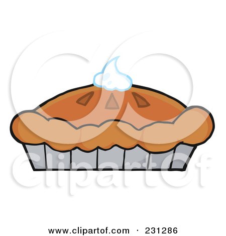 Royalty-Free (RF) Clipart Illustration of a Fresh Pumpkin Pie With Whipped Cream On Top by Hit Toon