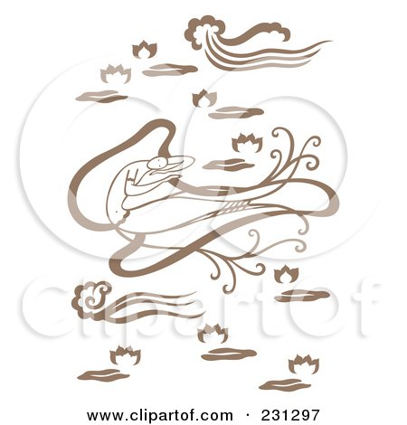 Royalty-Free (RF) Clipart Illustration of a Brown Mermaid Swimming by Cherie Reve