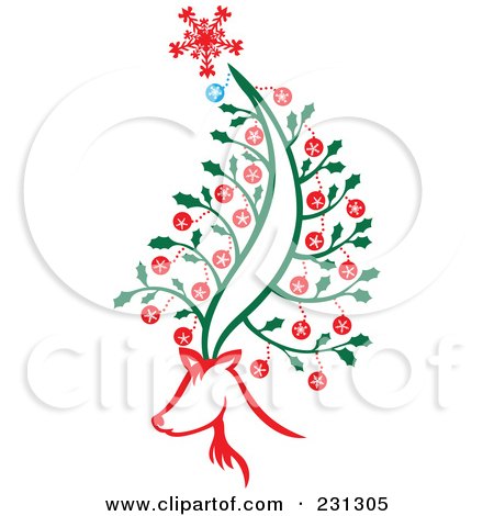 Royalty-Free (RF) Clipart Illustration of a Reindeer With A Christmas Tree On His Head by Cherie Reve