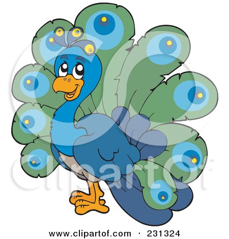 Royalty-Free (RF) Clipart Illustration of a Happy Peacock by visekart