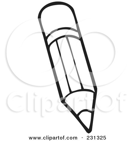 Royalty-Free (RF) Clipart Illustration of a Coloring Page Outline Of A Pencil by visekart