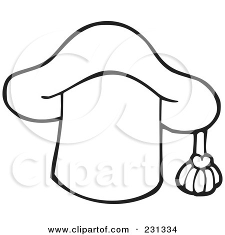 Royalty-Free (RF) Clipart Illustration of a Coloring Page Outline Of A Graduation Cap by visekart