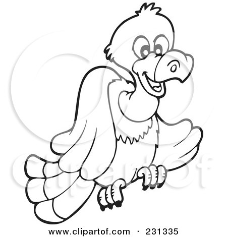 Royalty-Free (RF) Clipart Illustration of a Coloring Page Outline Of A Vulture by visekart