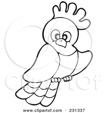 Royalty-Free (RF) Clipart Illustration of a Coloring Page Outline Of A Parrot by visekart