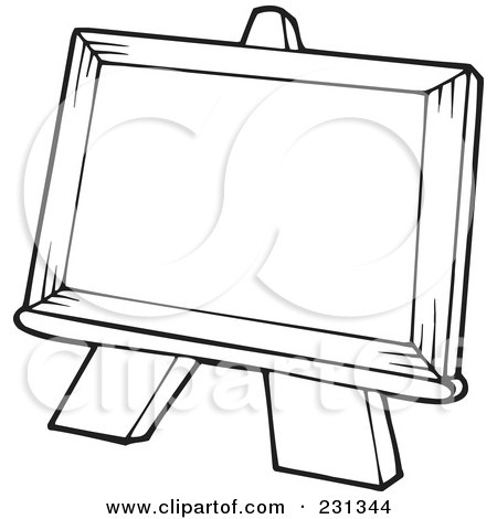 Royalty-Free (RF) Clipart Illustration of a Coloring Page Outline Of An Easel by visekart