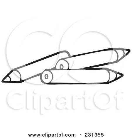Royalty-Free (RF) Clipart Illustration of a Coloring Page Outline Of Colored Pencils by visekart