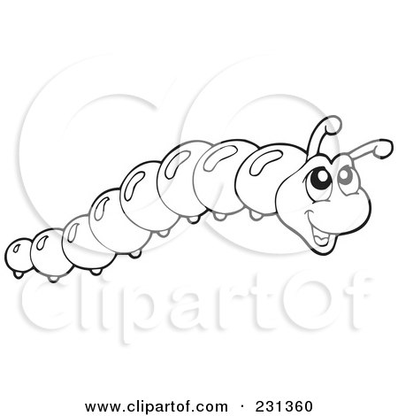 Royalty-Free (RF) Clipart Illustration of a Coloring Page Outline Of A Worm by visekart