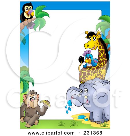 Royalty-Free (RF) Clipart Illustration of a Border Of African Animals Around White Space by visekart