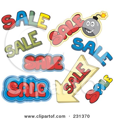 Royalty-Free (RF) Clipart Illustration of a Digital Collage Of Sale Words by visekart