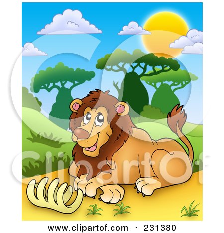 Royalty-Free (RF) Clipart Illustration of a Happy Lion With A Rib Cage by visekart
