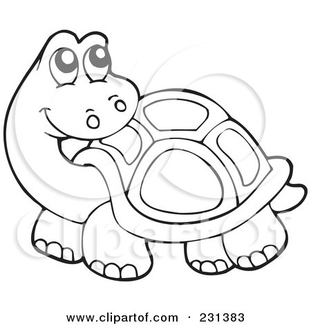 Royalty-Free (RF) Clipart Illustration of a Coloring Page Outline Of A Tortoise by visekart
