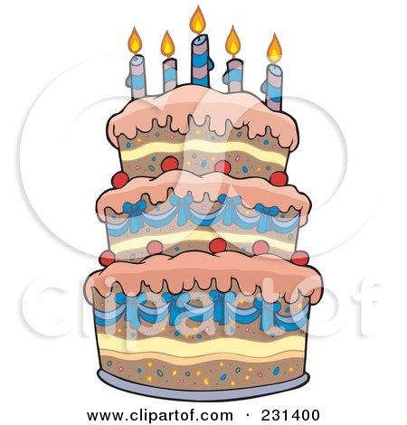 Royalty-Free (RF) Clipart Illustration of a Layered Birthday Cake by visekart