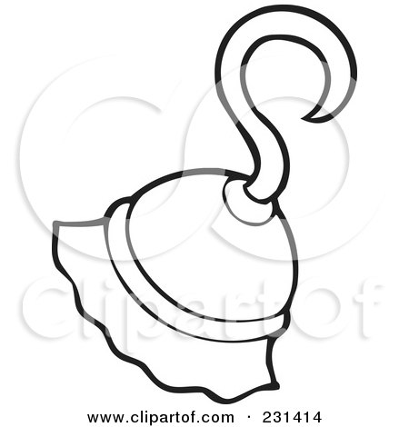 Royalty-Free (RF) Clipart Illustration of a Coloring Page Outline Of A Hook by visekart