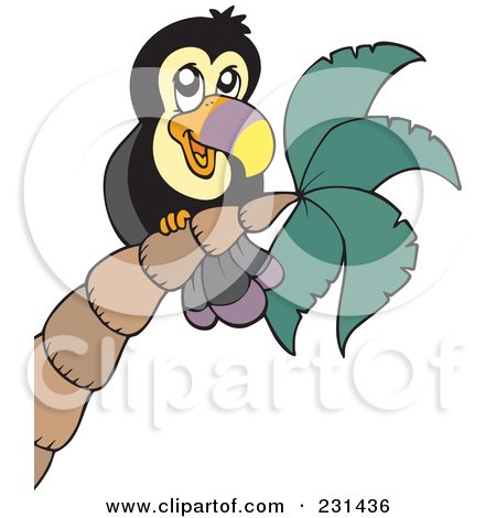 Royalty-Free (RF) Clipart Illustration of a Friendly Toucan on a Tree by visekart