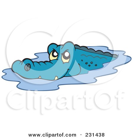 Royalty-Free (RF) Clipart Illustration of a Blue Alligator by visekart