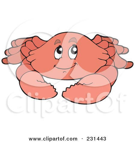 Royalty-Free (RF) Clipart Illustration of a Happy Pink Crab by visekart
