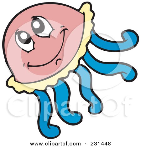 Royalty-Free (RF) Clip Art Illustration of a Pink Jellyfish by visekart