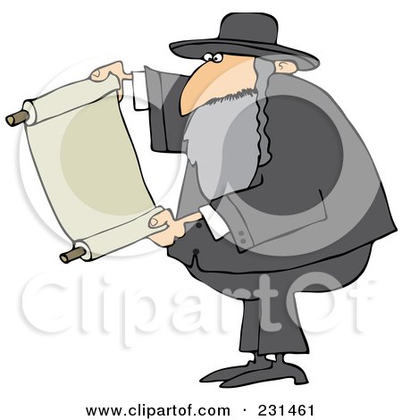 Royalty-Free (RF) Clipart Illustration of a Rabbi Man Reading A Torah Scroll by djart