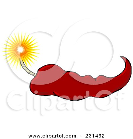 Royalty-Free (RF) Clipart Illustration of a Hot Red Chili Pepper With A Fuse by djart