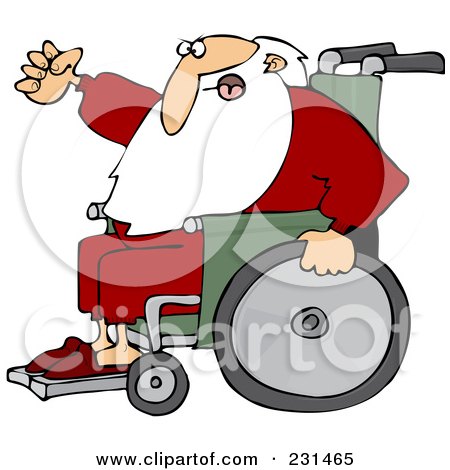 Royalty-Free (RF) Clipart Illustration of Santa Waving His Fist In Anger While Rolling His Wheelchair by djart