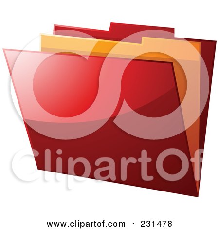Royalty-Free (RF) Clip Art Illustration of a Shiny Red And Orange File Folder by elaineitalia