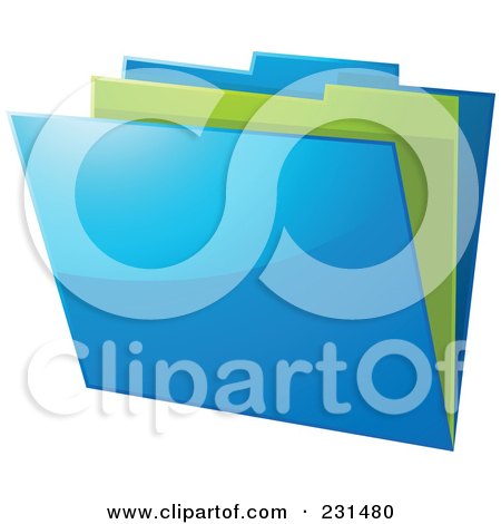 Royalty-Free (RF) Clipart Illustration of a Shiny Blue And Green File Folder by elaineitalia