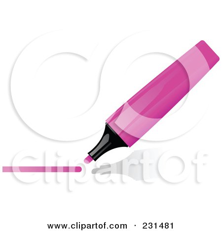 Royalty-Free (RF) Clipart Illustration of a Pink Highlighter Marker Drawing A Line by elaineitalia