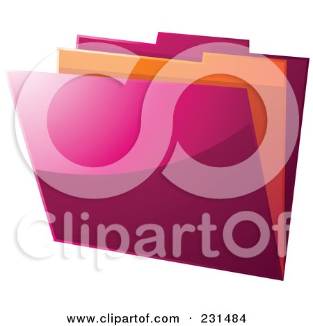 Royalty-Free (RF) Clipart Illustration of a Shiny Pink And Orange File Folder by elaineitalia