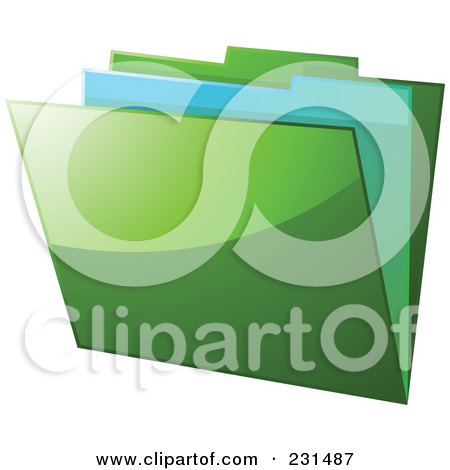 Royalty-Free (RF) Clipart Illustration of a Shiny Green And Blue File Folder by elaineitalia