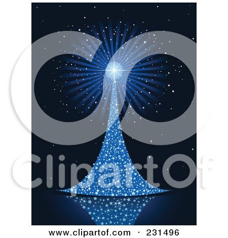 Royalty-Free (RF) Clipart Illustration of a Blue Christmas Tree Background Made Of Glittery Lights by Pushkin