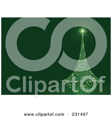 Royalty-Free (RF) Clipart Illustration of a Green Christmas Tree Background Made Of Glittery Lights by Pushkin
