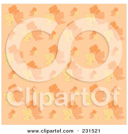 Royalty-Free (RF) Clipart Illustration of an Autumn Leaf On Beige Pattern Background by Pushkin