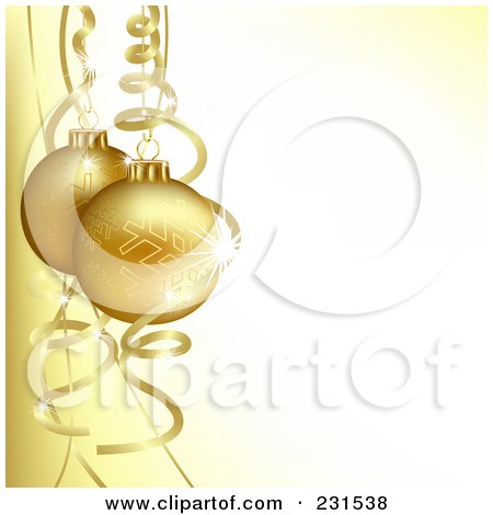 Royalty-Free (RF) Clipart Illustration of a Golden Christmas Ball Background With Ribbons by dero