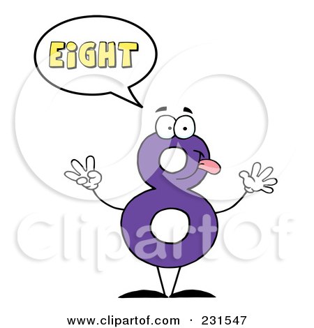 Royalty-Free (RF) Clipart Illustration of a Number Eight Character Saying Eight by Hit Toon