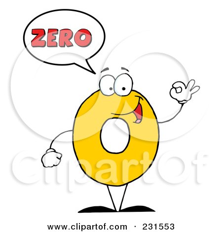 Royalty-Free (RF) Clipart Illustration of a Number Zero Character Saying Zero by Hit Toon