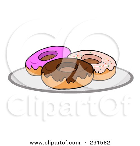 Royalty-Free (RF) Clipart Illustration of a Plate Of Donuts by Hit Toon