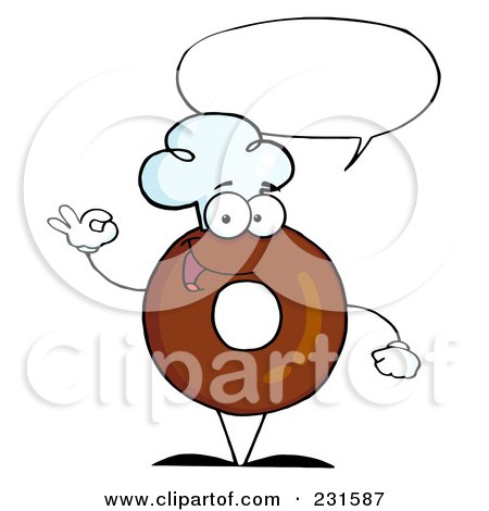Royalty-Free (RF) Clipart Illustration of a Donut Character Wearing A Chef Hat And Gesturing Ok - 3 by Hit Toon