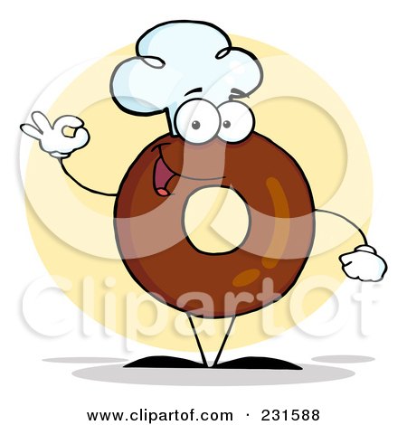 Royalty-Free (RF) Clipart Illustration of a Donut Character Wearing A Chef Hat And Gesturing Ok - 2 by Hit Toon