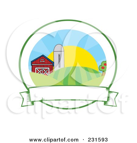 Royalty-Free (RF) Clipart Illustration of Farmland With A Blank Banner  by Hit Toon