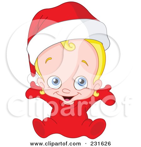 Royalty-Free (RF) Clipart Illustration of a Cute Christmas Baby In A Santa Hat by yayayoyo