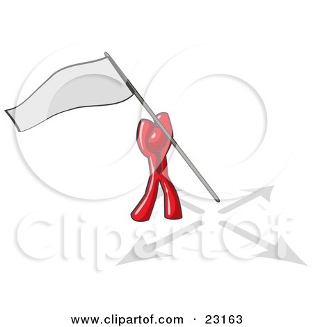 Clipart Illustration of a Red Man Claiming Territory or Capturing the Flag by Leo Blanchette