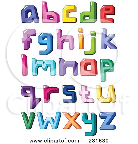 Royalty-Free (RF) Clipart Illustration of a Digital Collage Of Colorful Lowercase Letters by yayayoyo