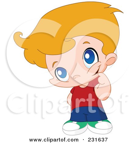 Royalty-Free (RF) Clipart Illustration of a Cute Little Boy In Thought by yayayoyo