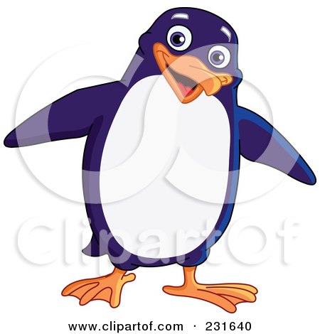 Royalty-Free (RF) Clipart Illustration of a Happy Blue And White Penguin by yayayoyo