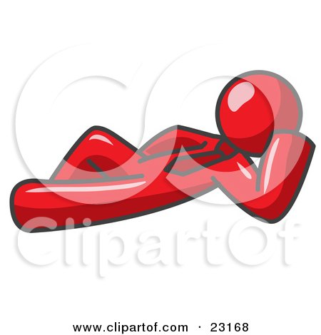 Clipart Illustration of a Relaxed Red Businessman Reclining  by Leo Blanchette