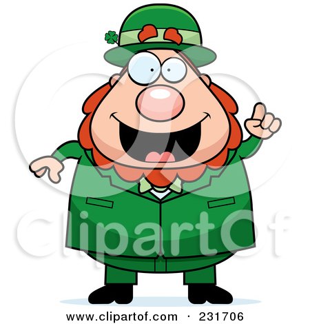 Royalty-Free (RF) Clipart Illustration of a Happy Leprechaun With An Idea by Cory Thoman