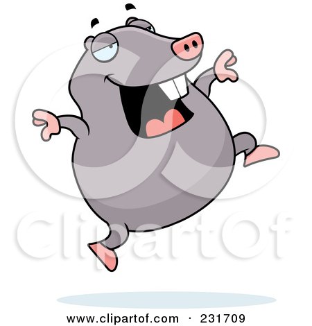 Royalty-Free (RF) Clipart Illustration of a Happy Mole Running And Jumping by Cory Thoman