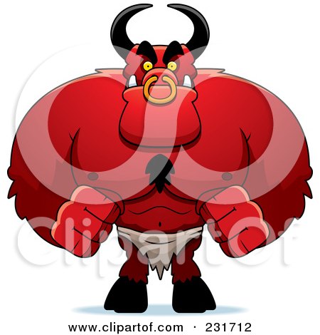 Royalty-Free (RF) Clipart Illustration of a Huge Devil Bull by Cory Thoman